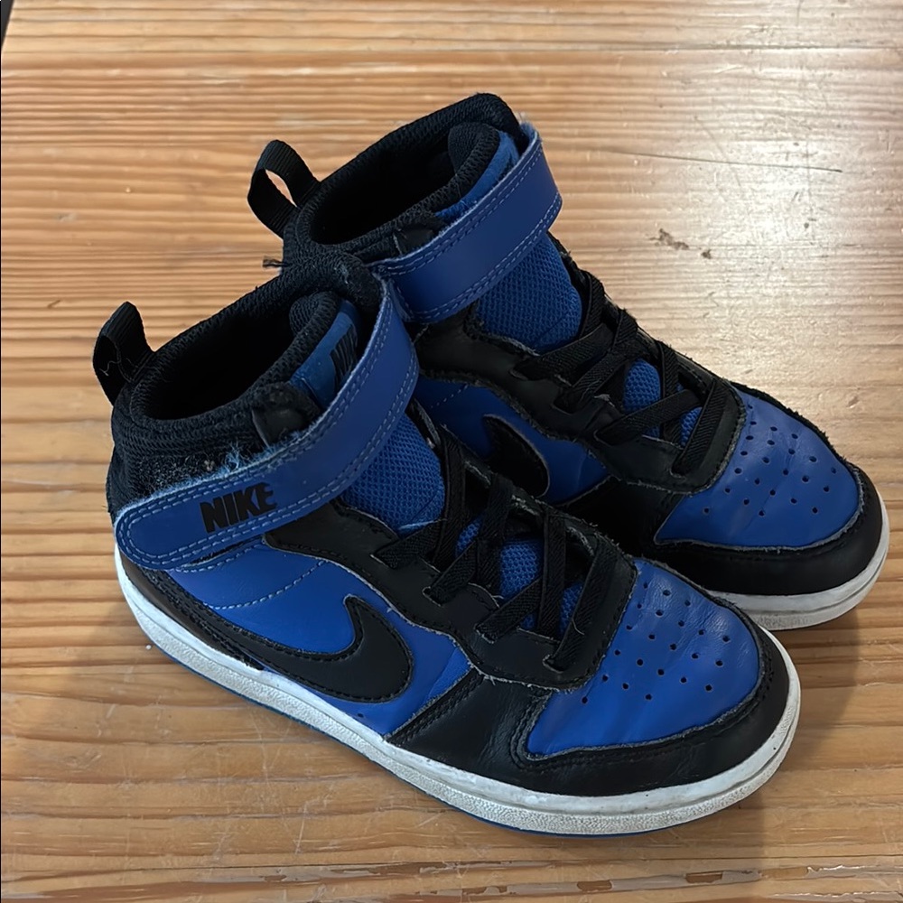 Nike Blue and Black High-Top Sneakers with Velcro 12C